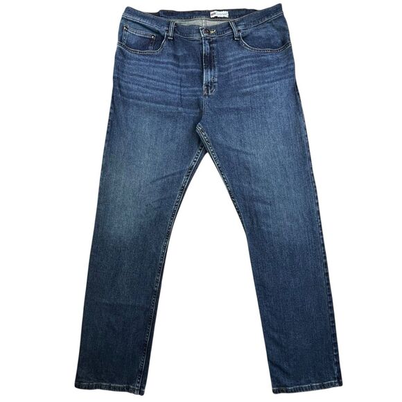 Wrangler Jeans Mens 38x32 (Fits 38x33) Blue Denim Slim Straight Western Cowboy - Picture 2 of 13